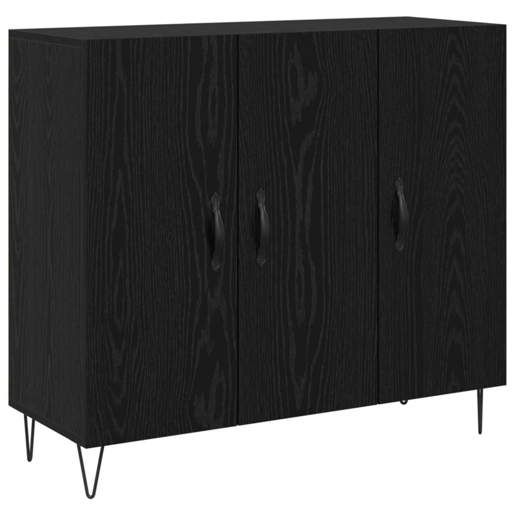 Credenza | Madia | Buffet da pranzo | Armadio da pranzo Rovere Nero 90 x 32,5 x 80 cm Legno multistrato