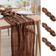 Tavolo da formaggio in tre pezzi, 300 x 90 cm, marrone Boho, tavolo da formaggio trasparente, tavolo da formaggio per matrimonio, stoffa per decorazione, stoffa rustica per tavolo da formaggio, per doccia di nozze, per festa