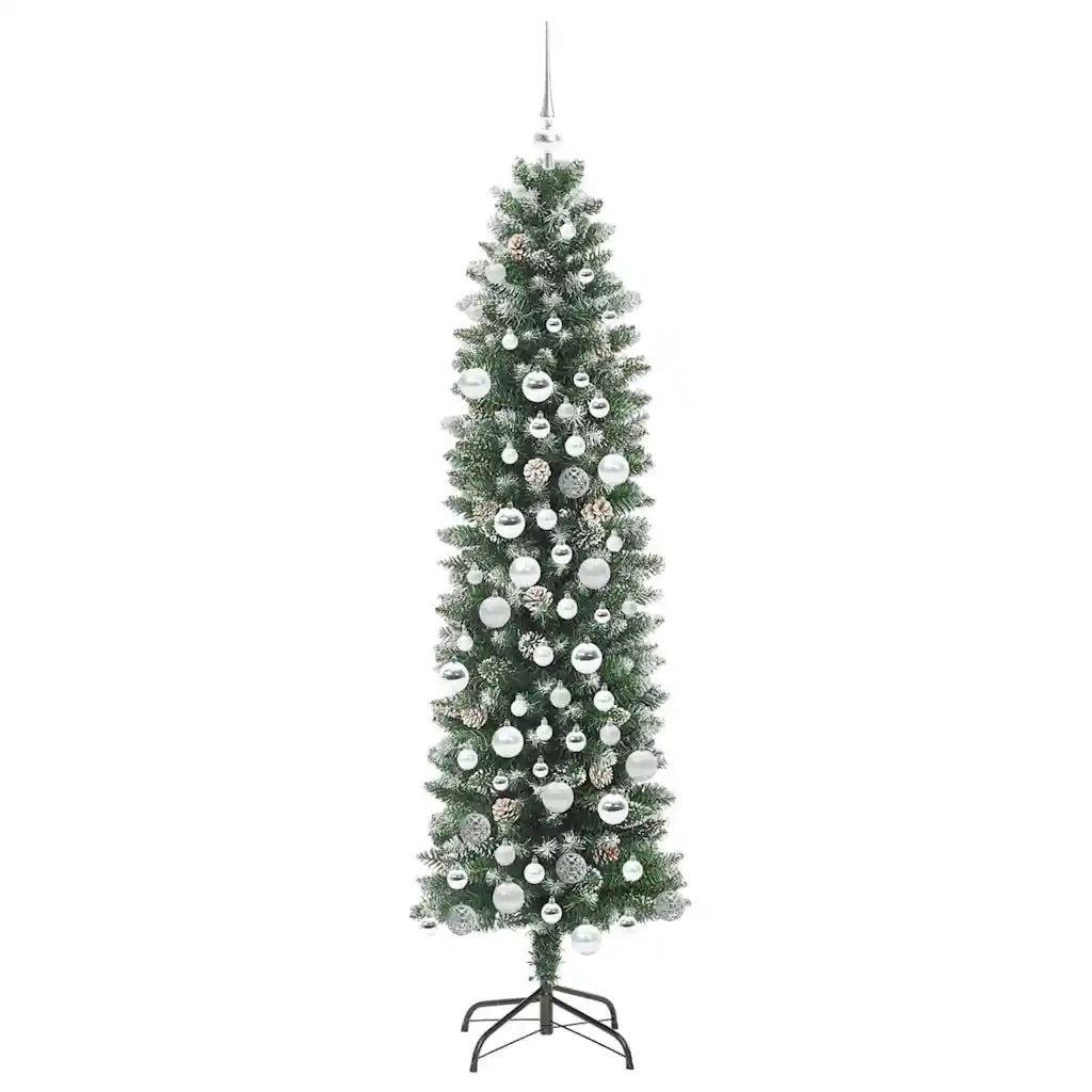 Albero di Natale Artificiale Sottile Verde e Bianco 180 cm 3395298