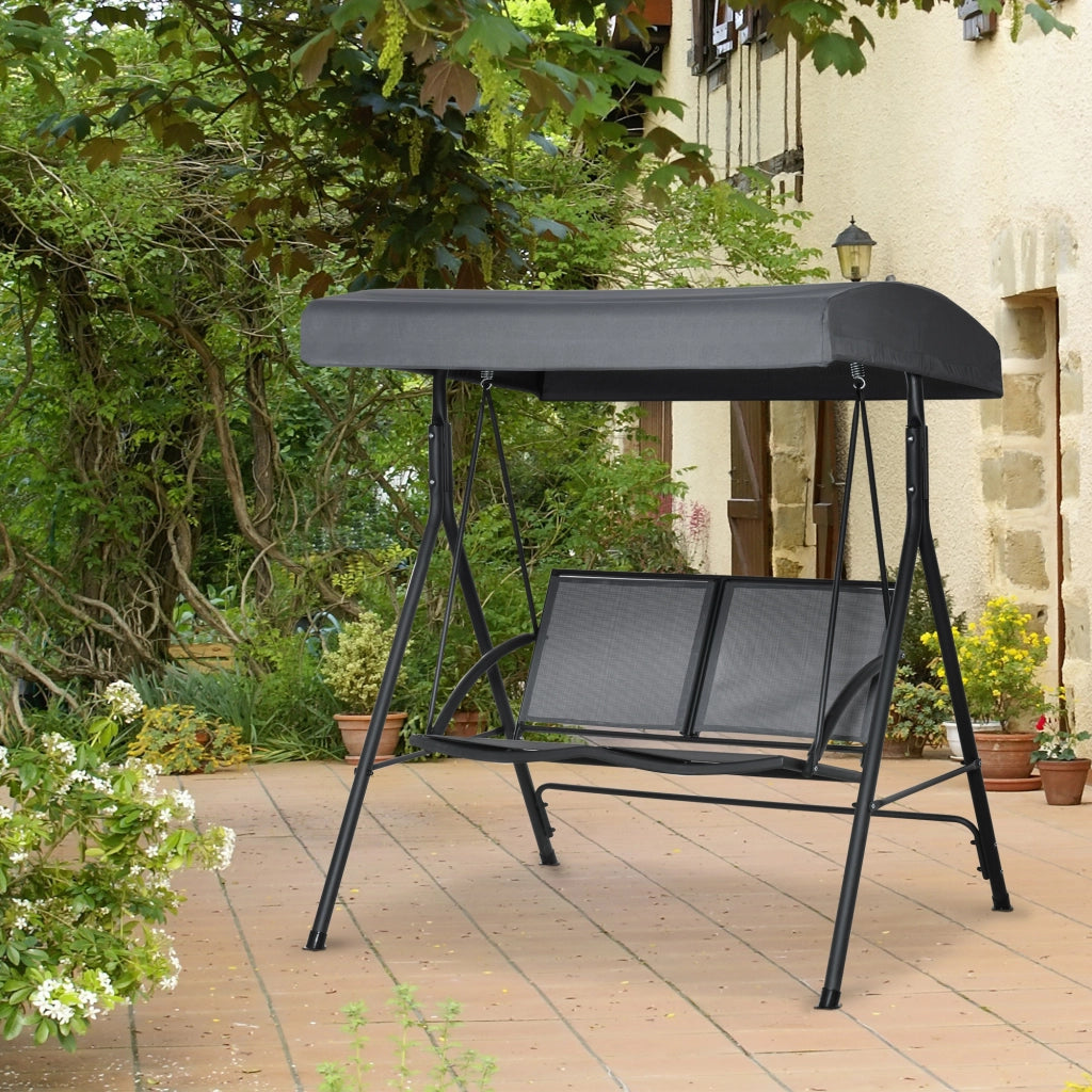 Dondolo da Giardino 2 Posti con Tettuccio ¨C Xylo ¨C Grigio 140x118x162cm