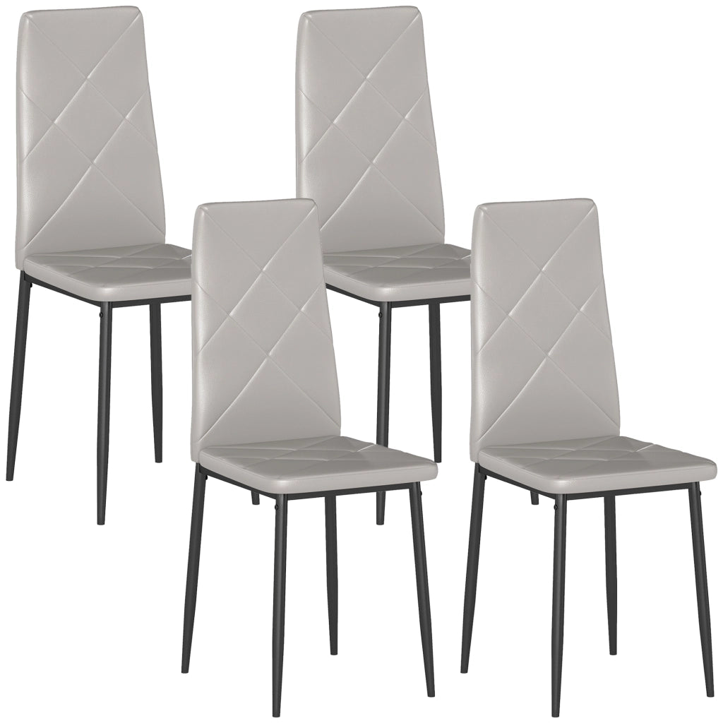Set 4 Sedie da Pranzo Imbottite ¨C Xylo ¨C Similpelle Grigio Gambe Metallo Schienale Alto 41x50x97cm