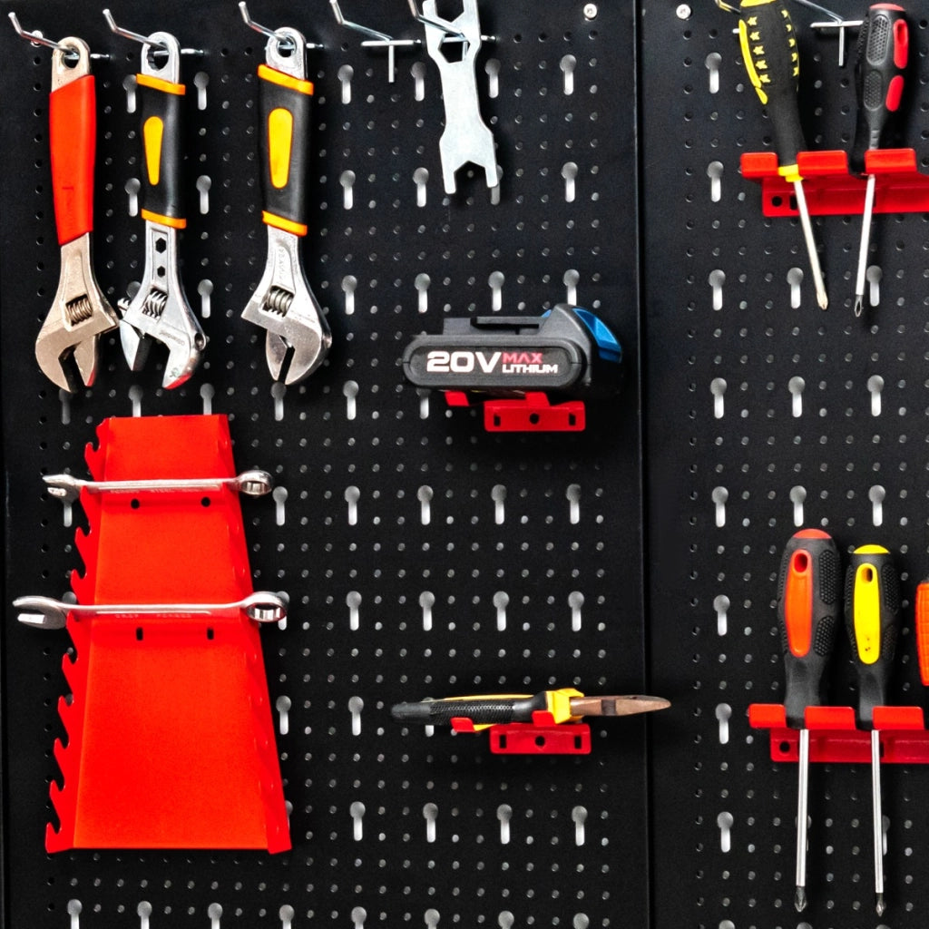 Organizer da parete in metallo con 3 pannelli forati 25 accessori, Kit per la conservazione degli attrezzi