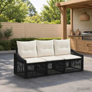 Set Divano da Giardino 3 pz Nero polyrattan 3435922