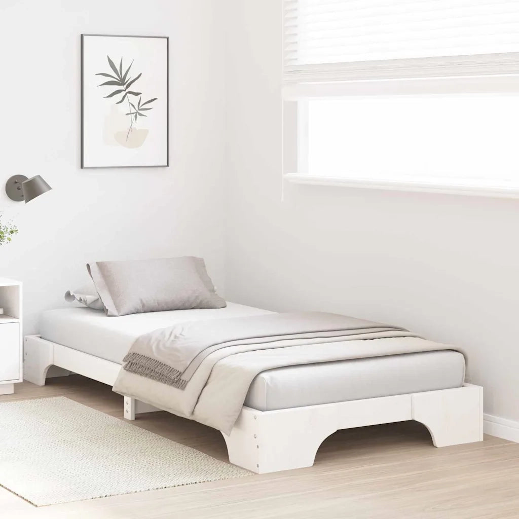 Letto singolo | Letto per adulti | Struttura del letto Bianco 100 x 200 cm Pino massello