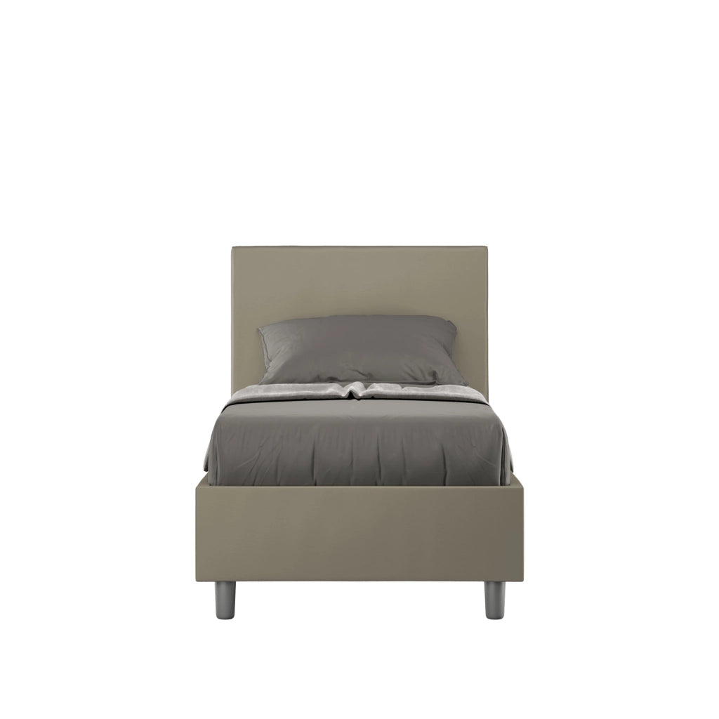 BS COM Letto singolo con rete imbottito 80x190 similpelle cappuccino