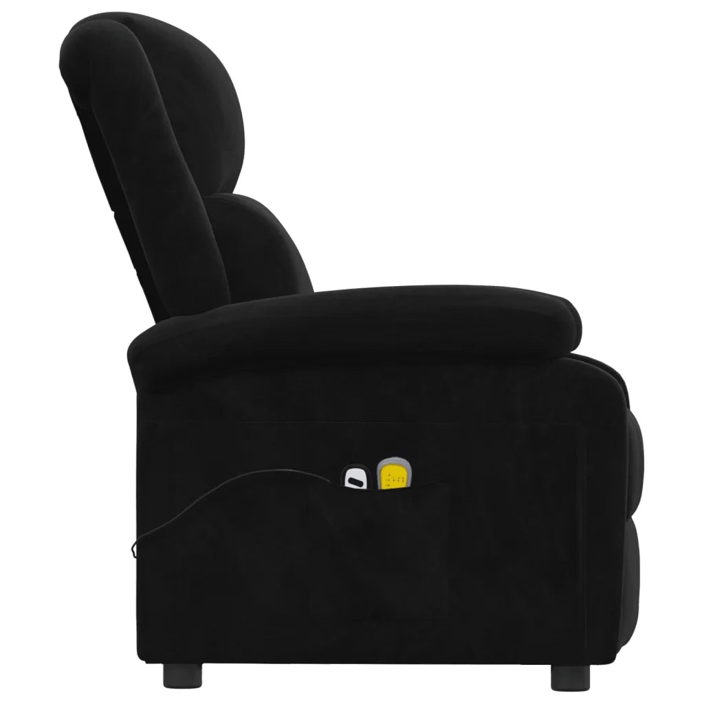 Poltrona Massaggiante | Sedia Relax Elettrica Nera in Velluto