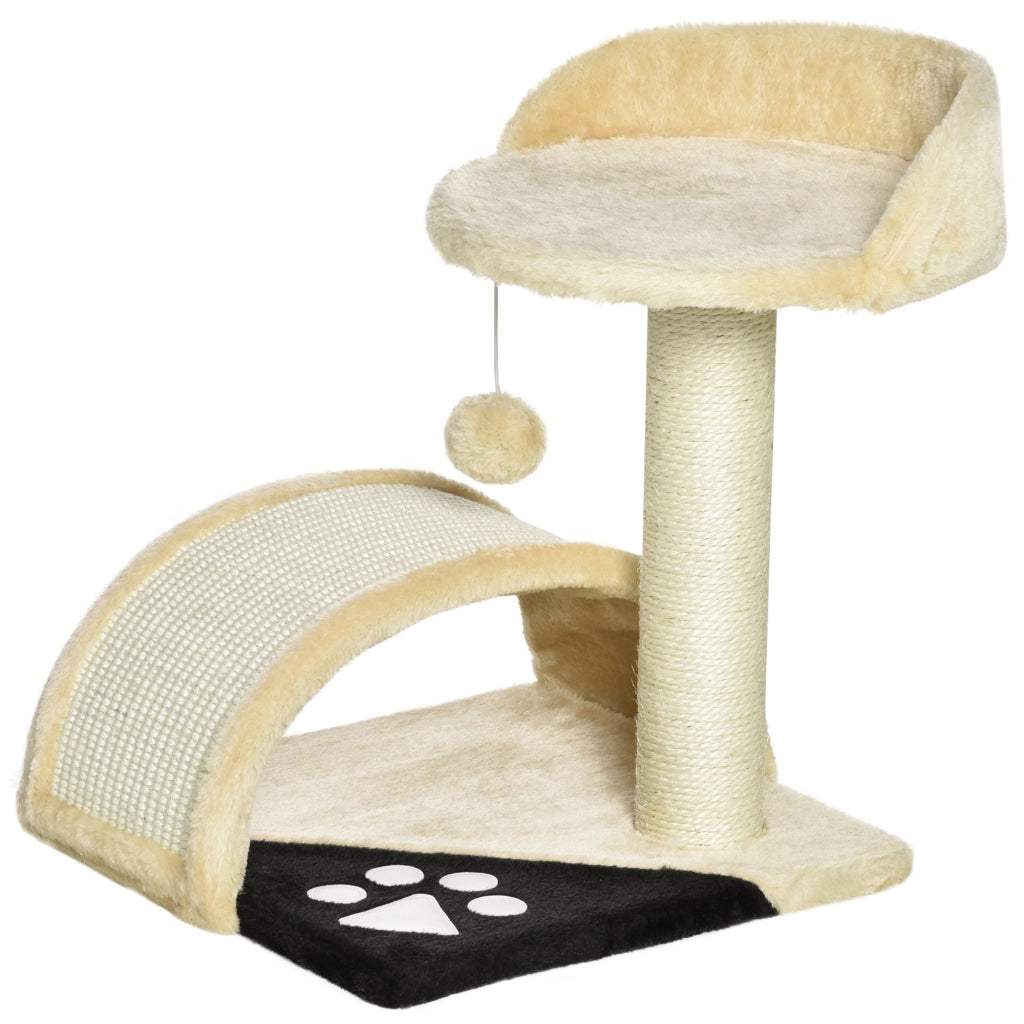 Tiragraffi per Gatti Piccoli ¨C Xylo ¨C 2 Livelli con Palo e Piattaforme 35,5x37x46 cm Beige