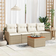 Set Divano da Giardino 5 pcs Beige e Crema polyrattan 3356181
