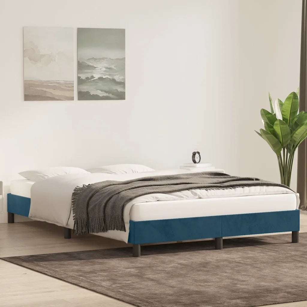 Giroletto senza Materasso Blu Scuro 140x210 cm in Velluto 4101359
