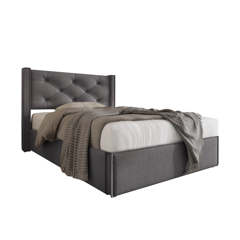 letto imbottito cotone grigio 90 x 200 cm