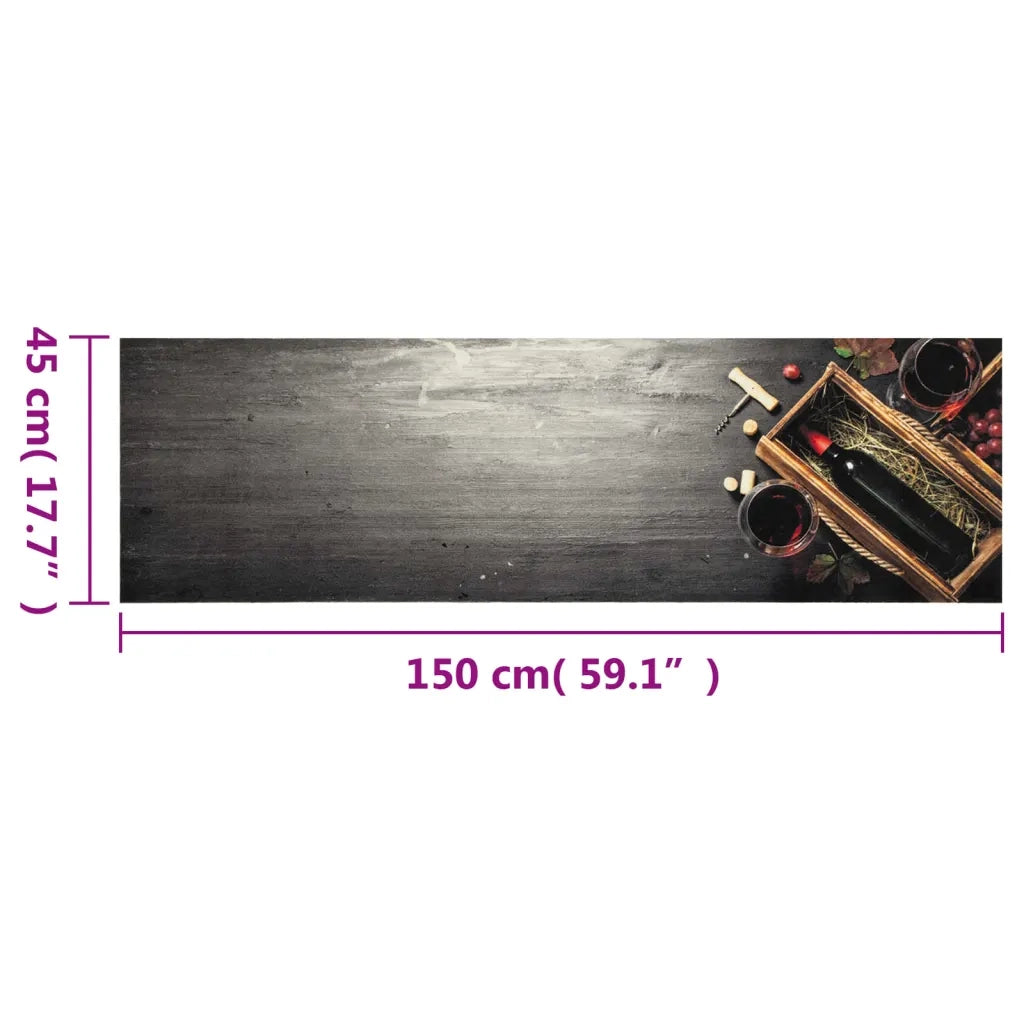 Tappeto da Cucina Lavabile Bottiglia Vino 45x150 cm in Velluto 4005602