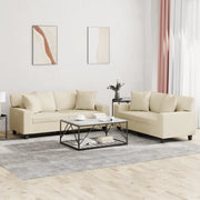Set di Divani 2 pz con Cuscini Crema in Similpelle
