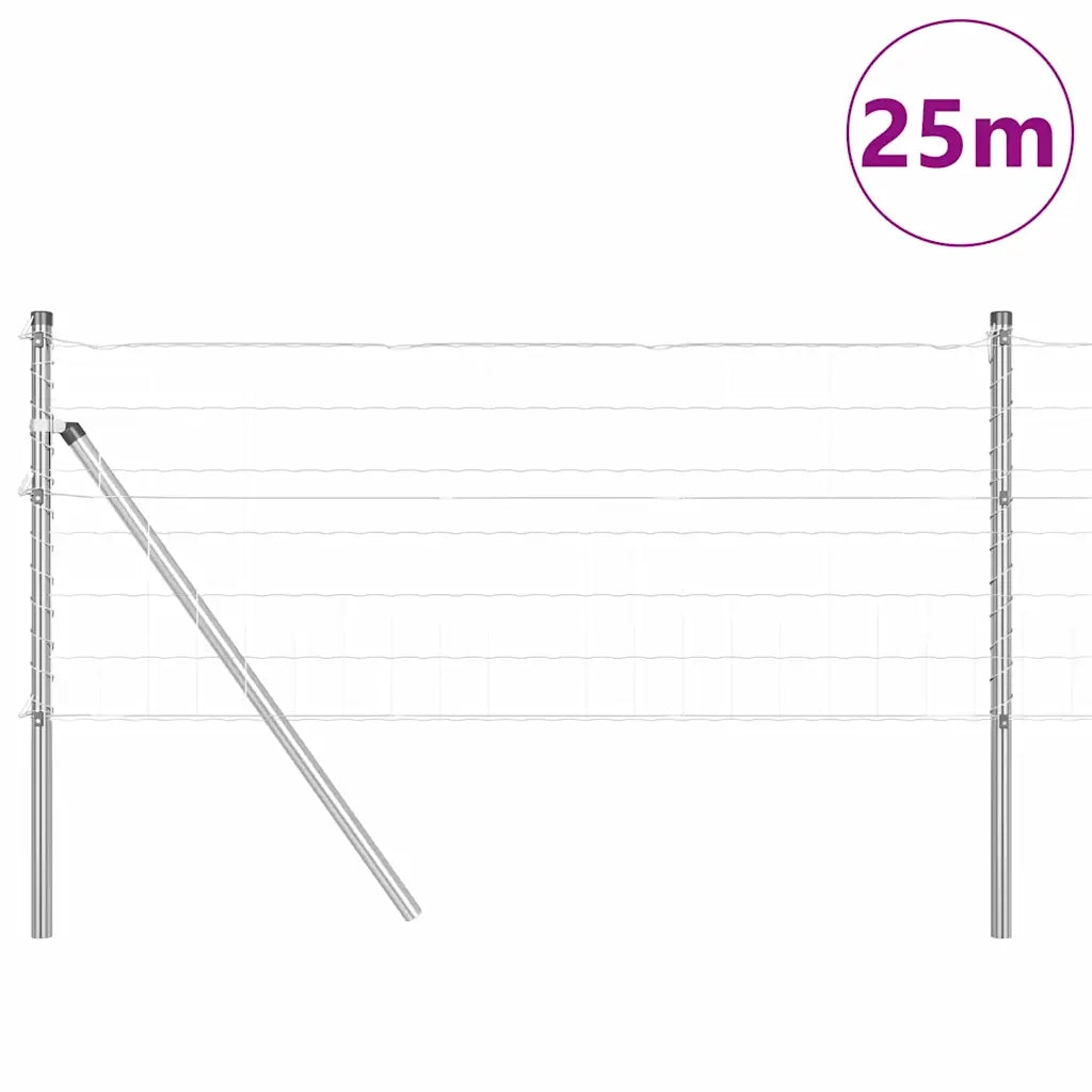 Recinzione da Giardino | Recinzione con Posto Argento 0,6 x 25 m Acciaio e PVC