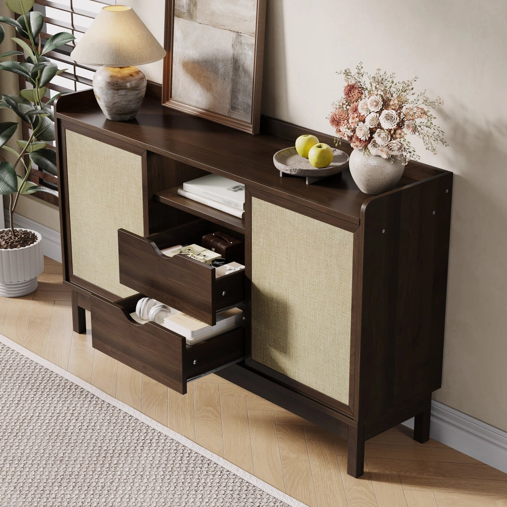 Credenza con Ante Scorrevoli e Cassetti ¨C Xylo ¨C Legno, Multiuso, Soggiorno