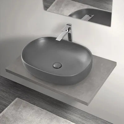 Mensolone bagno 80 cm grigio cemento per lavabo da appoggio Master