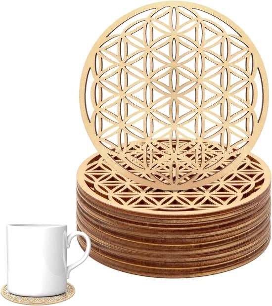 Set di 12 fiori di legno per meditazione - decorazione - [12 pezzi] - [legno di betulla] - [10 x 10 cm]