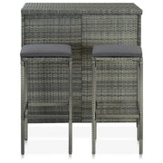 Set da Bar 3 pz in Polyrattan Grigio 313472