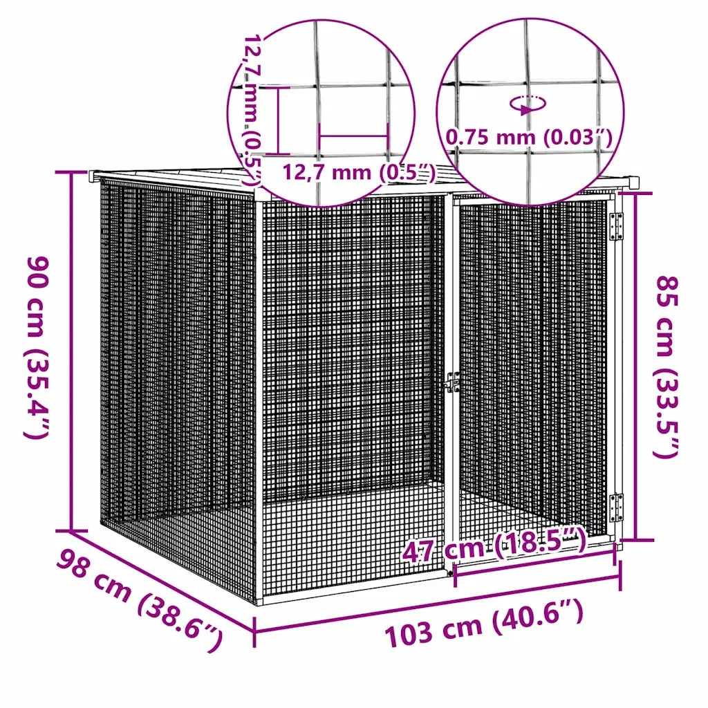 Gabbia Polli con Tetto Antracite 103x98x90 cm Acciaio Zincato 172337