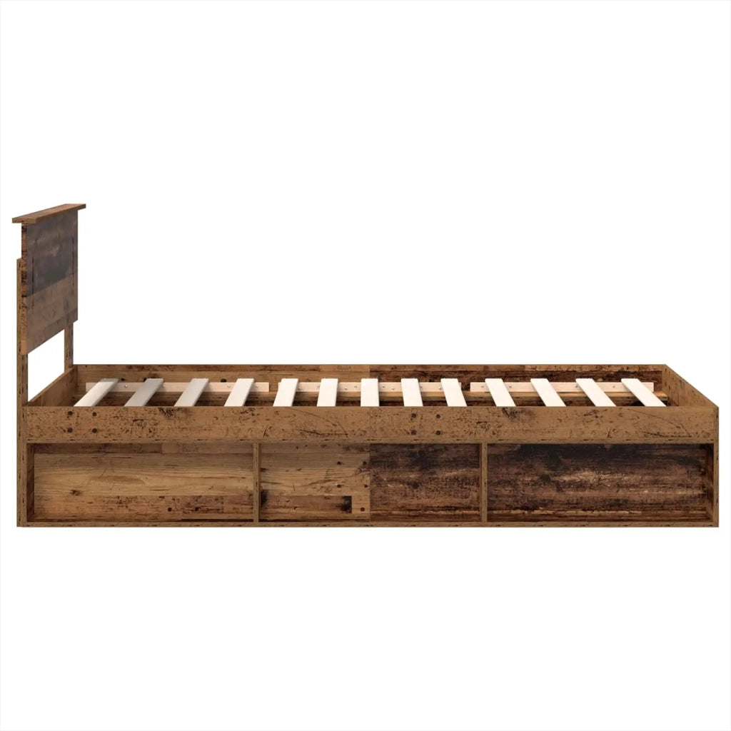 Letto singolo | Letto per adulti | Struttura del letto con testiera Legno vecchio 100 x 200 cm