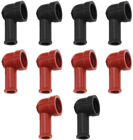 10 Pacchi di Terminali di Batteria Isolanti in Gomma in Nero e Rosso