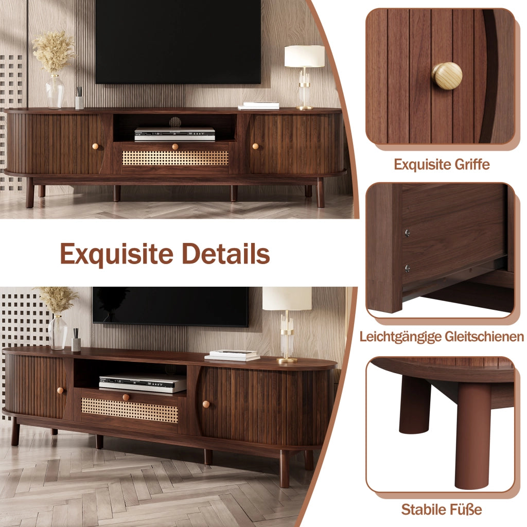 MOBILE TV con Ante e Cassetti 165x37x46 cm MDF Noce