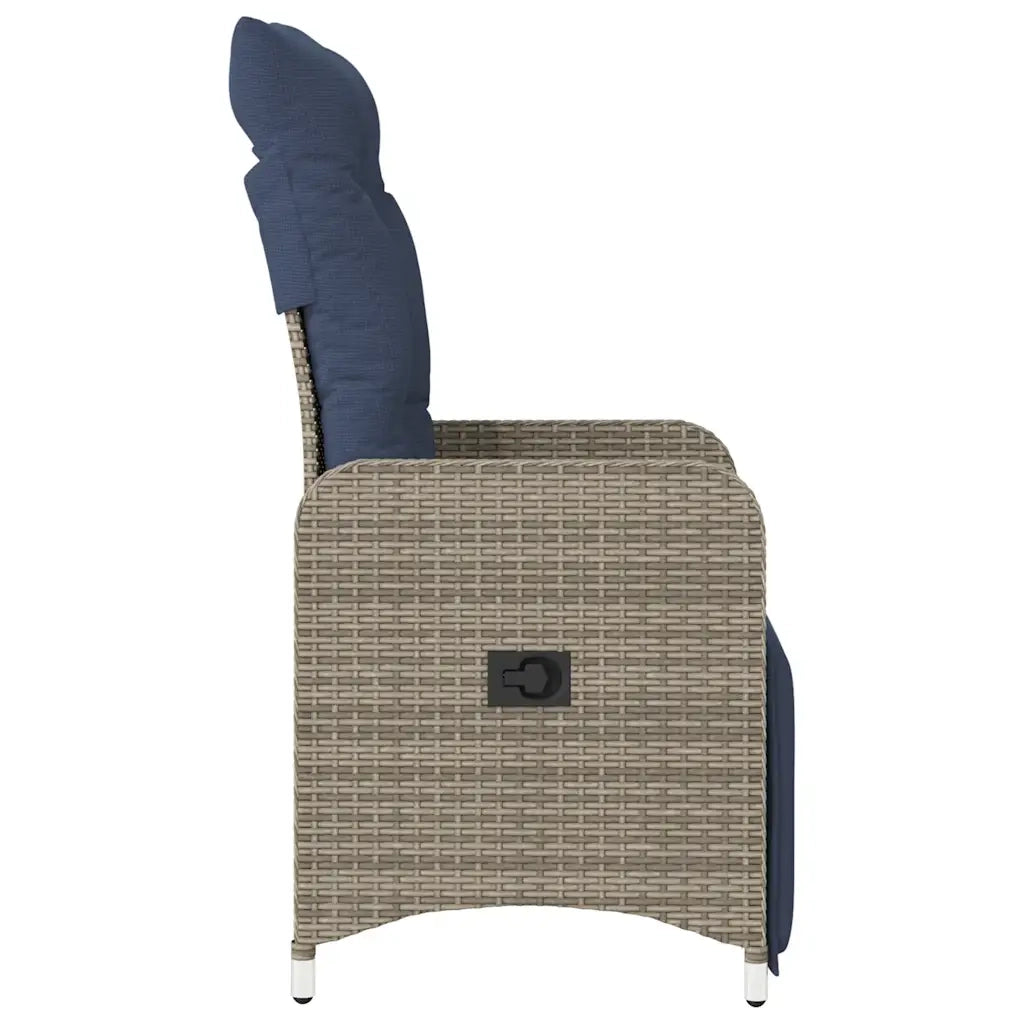 Sedia da Giardino | Sedie da Esterno reclinabile con cuscini grigia in polyrattan