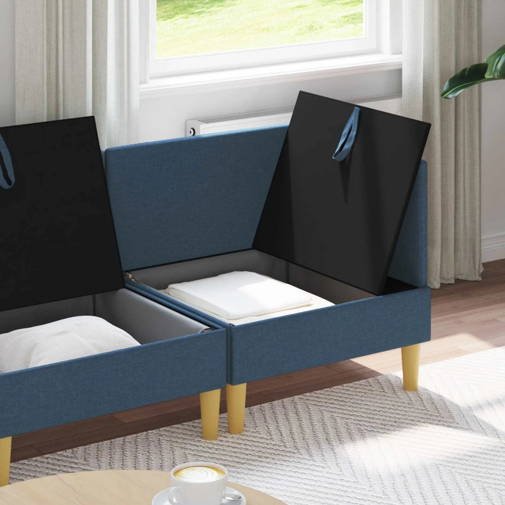 Set di mobili per il soggiorno con cuscino 3 pcs Blu Tessuto 3413713