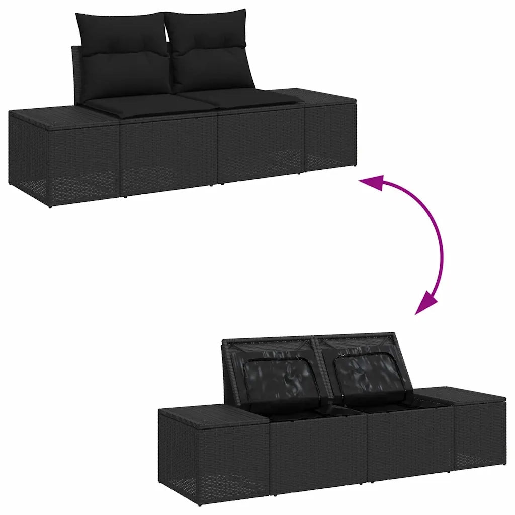 Set Divano da Giardino con archiviazione 9 pcs Nero 3356644
