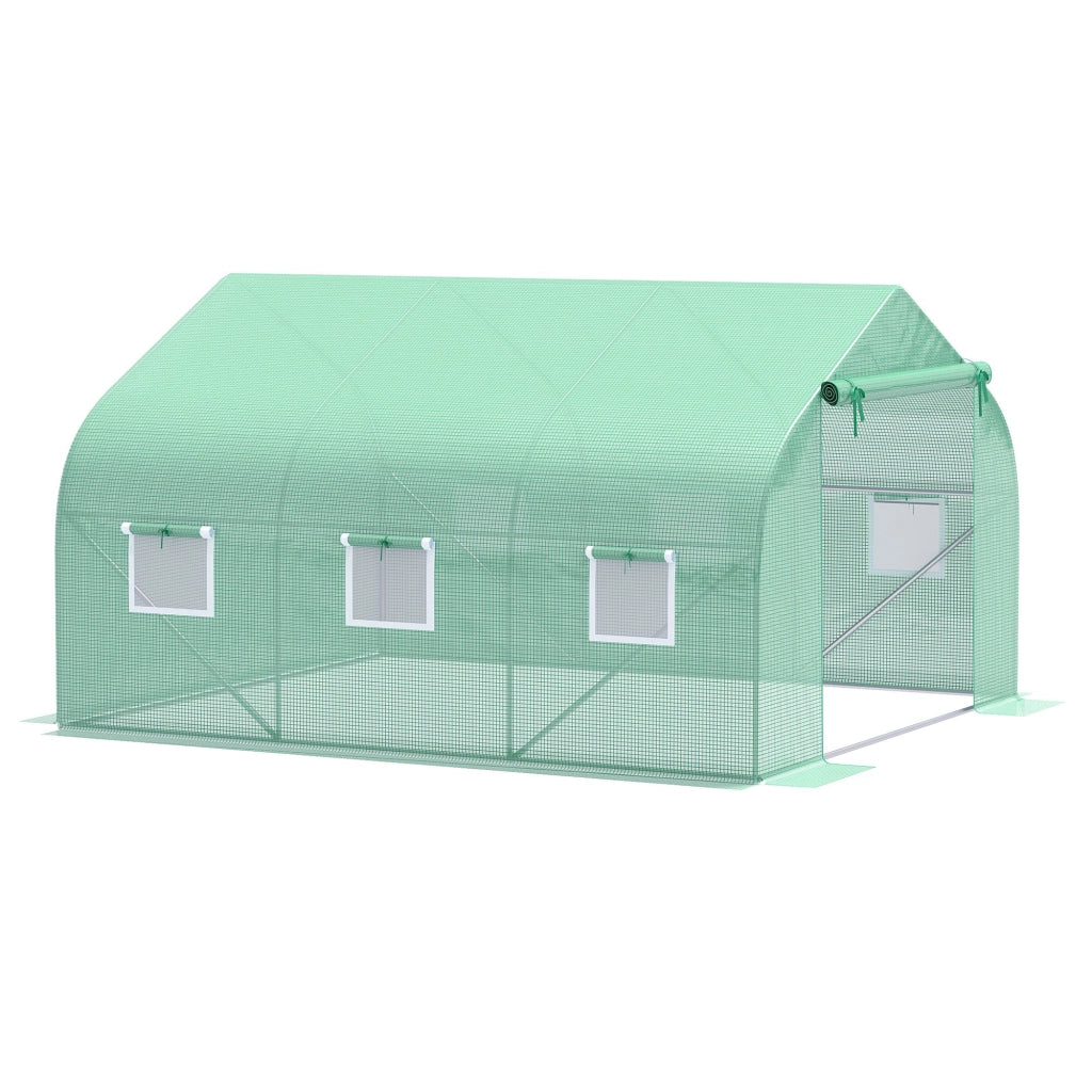 Serra da giardino 3.5x3x2 m con 6 finestre rete e porta a zip ¨C Minimal ¨C verde
