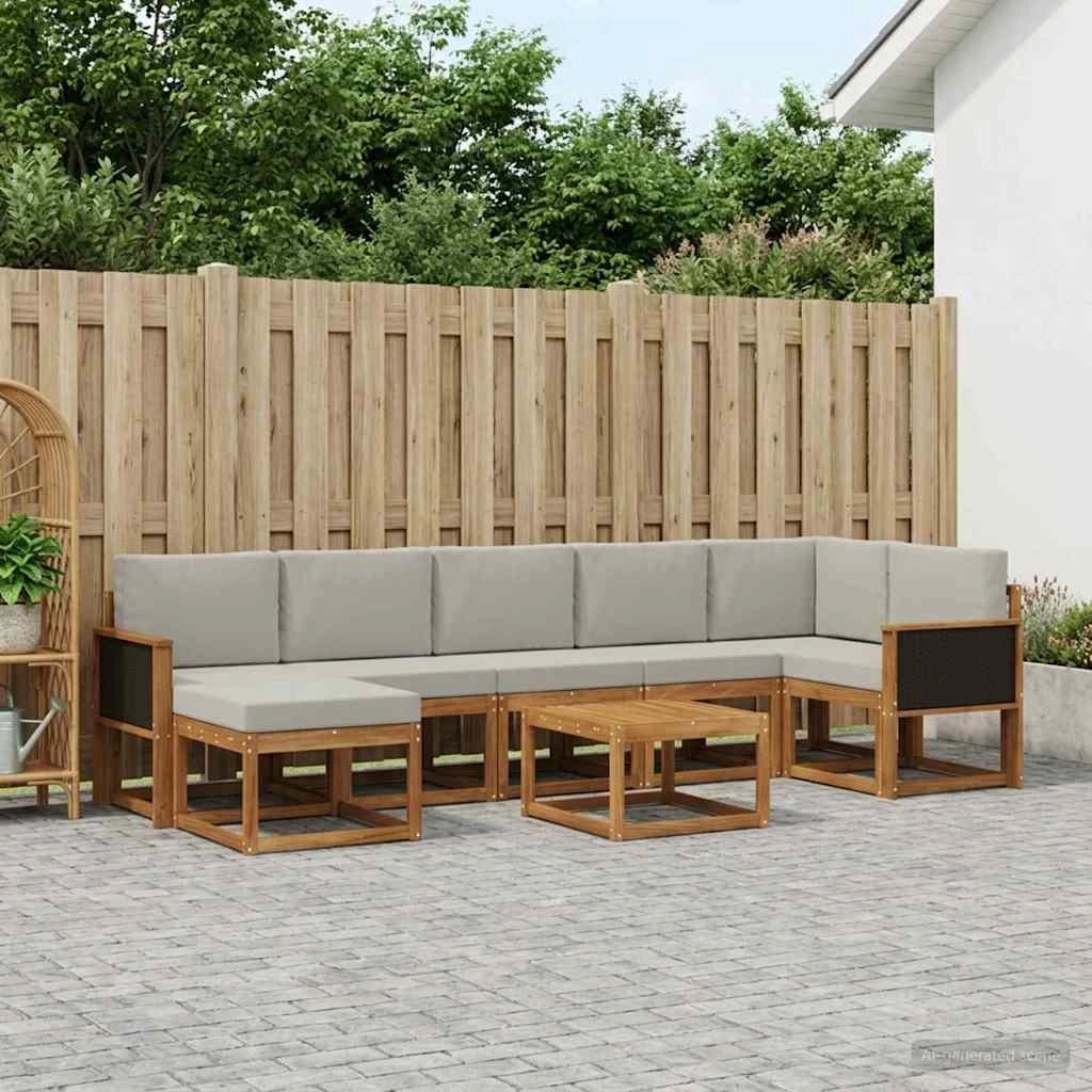 Set di divani da esterno 8 pz Naturale e Grigio Chiaro 3385402