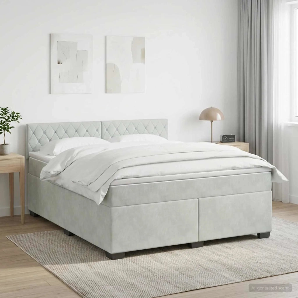 Letto box spring con materasso Grigio Chiaro 160 x 200 cm 3450740