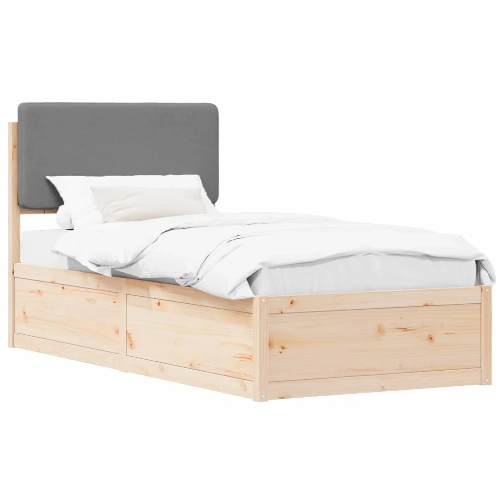 Letto singolo | Letto per adulti | Letto con Testiera Rivestita Grigio chiaro 90 x 190 cm