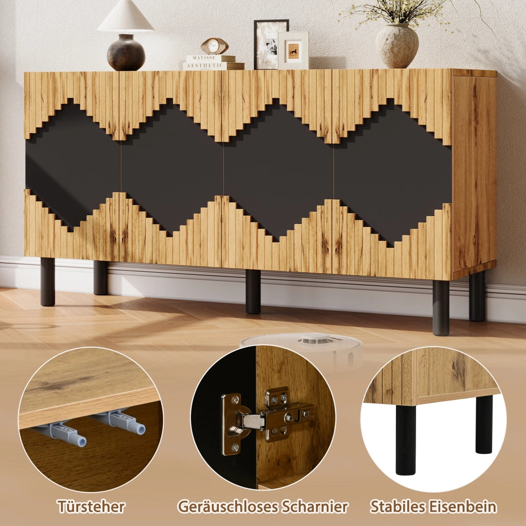 SIDEBOARD 140x40x70 cm MDF e Truciolare Naturale e Nero