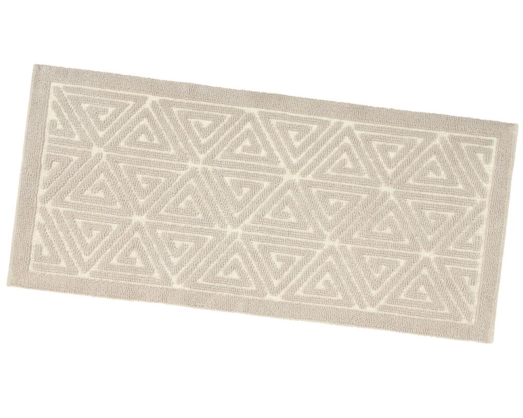 Tappeto Bagno Greca 65x150 cm Scendiletto Morbido Puro Cotone Assorbente Antiscivolo Beige