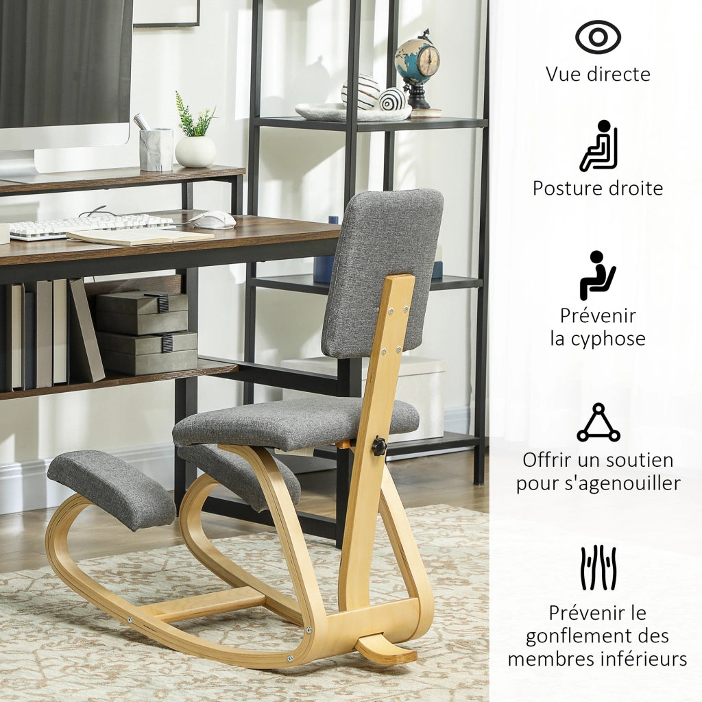 Sedia ergonomica inginocchiatoio ¨C Xylo ¨C legno con schienale basculante grigio