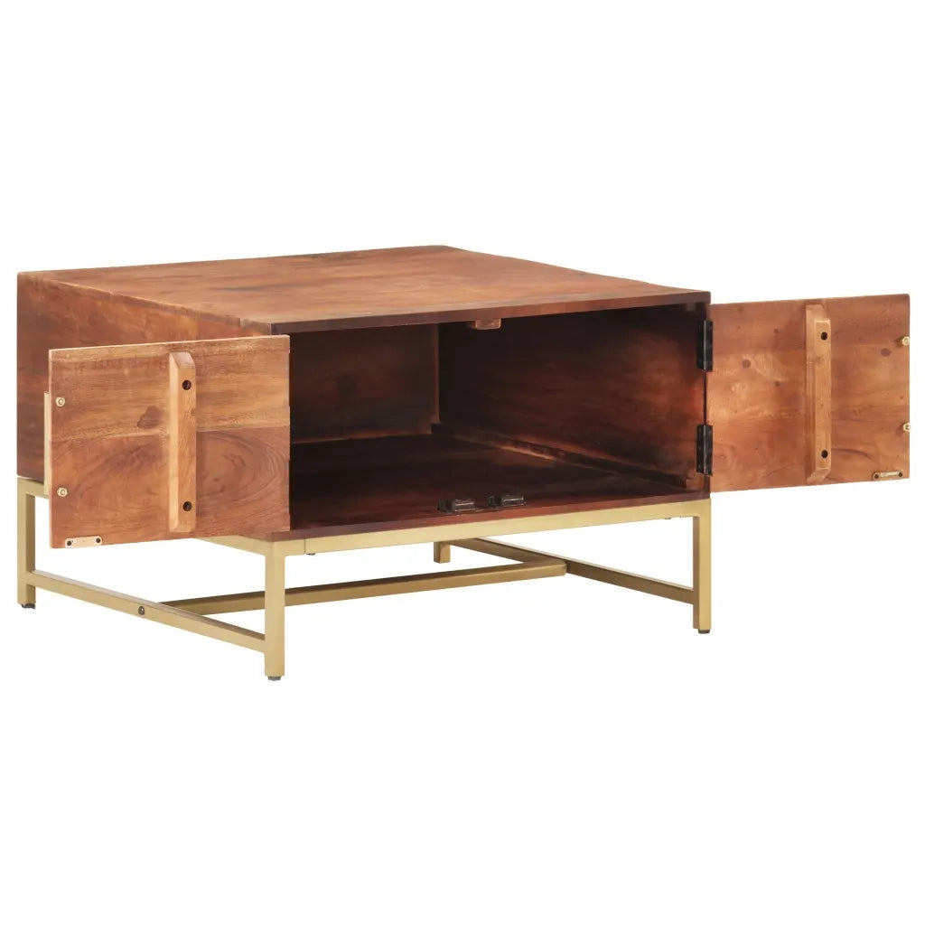 Tavolino Salotto Marrone ambra 67x67x45cm Legno Massello Acacia 320376