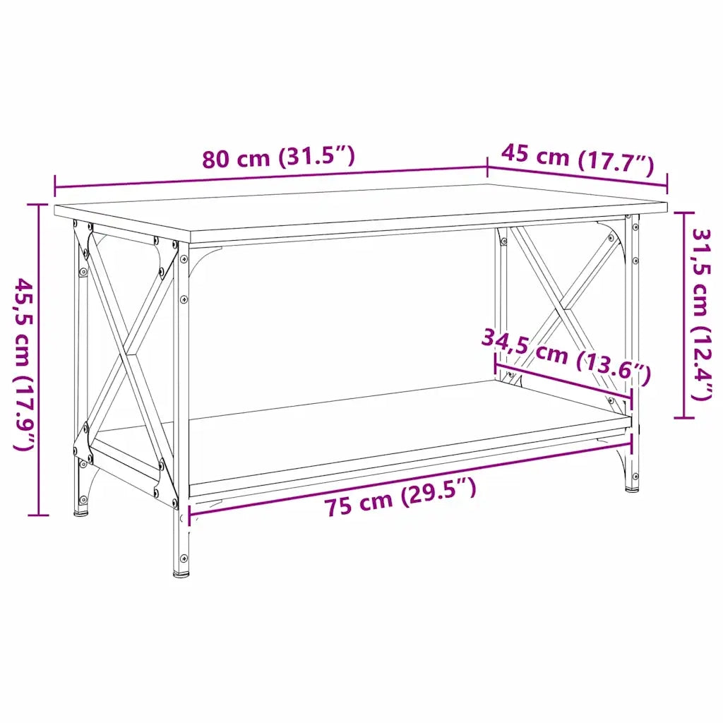 Tavolino da salotto | Tavolino da caff¨¨ | Tavolino da Soggiorno Rovere nero 80 x 45 x 45.5 cm