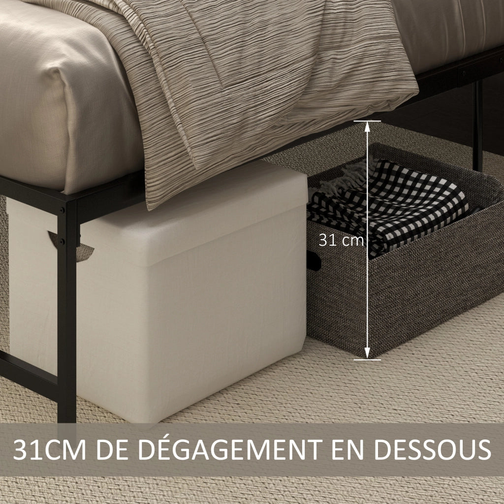 Letto Matrimoniale Contenitore con Rete a Doghe ¨C Minimal ¨C Nero Acciaio 140x190