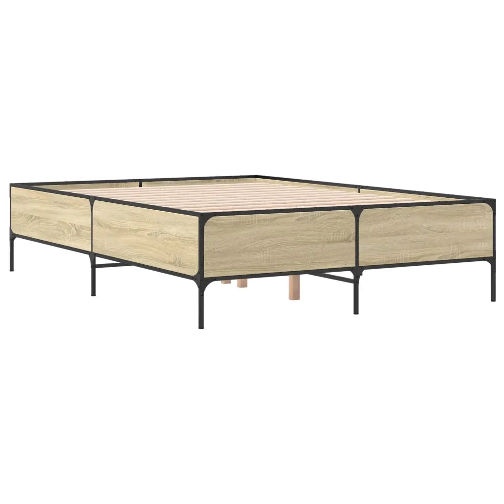 Giroletto-Struttura Letto Rovere Sonoma 150x200 cm in Legno Multistrato Metallo 830376