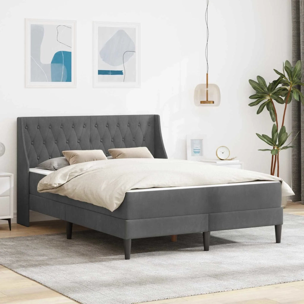 Struttura letto con materasso Grigio scuro 120 x 200 cm Velluto 3414790