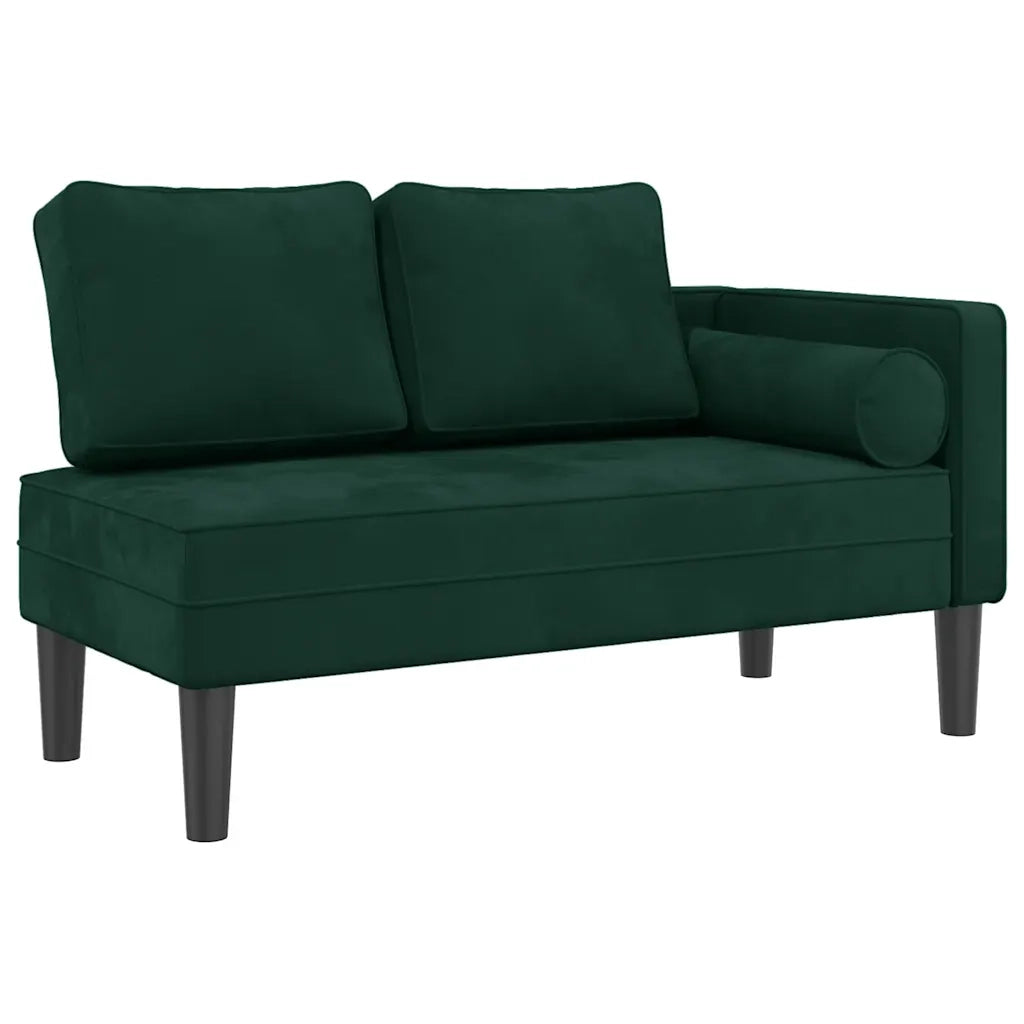 Chaise Longue con Cuscini Verde Scuro in Velluto CFW1254627