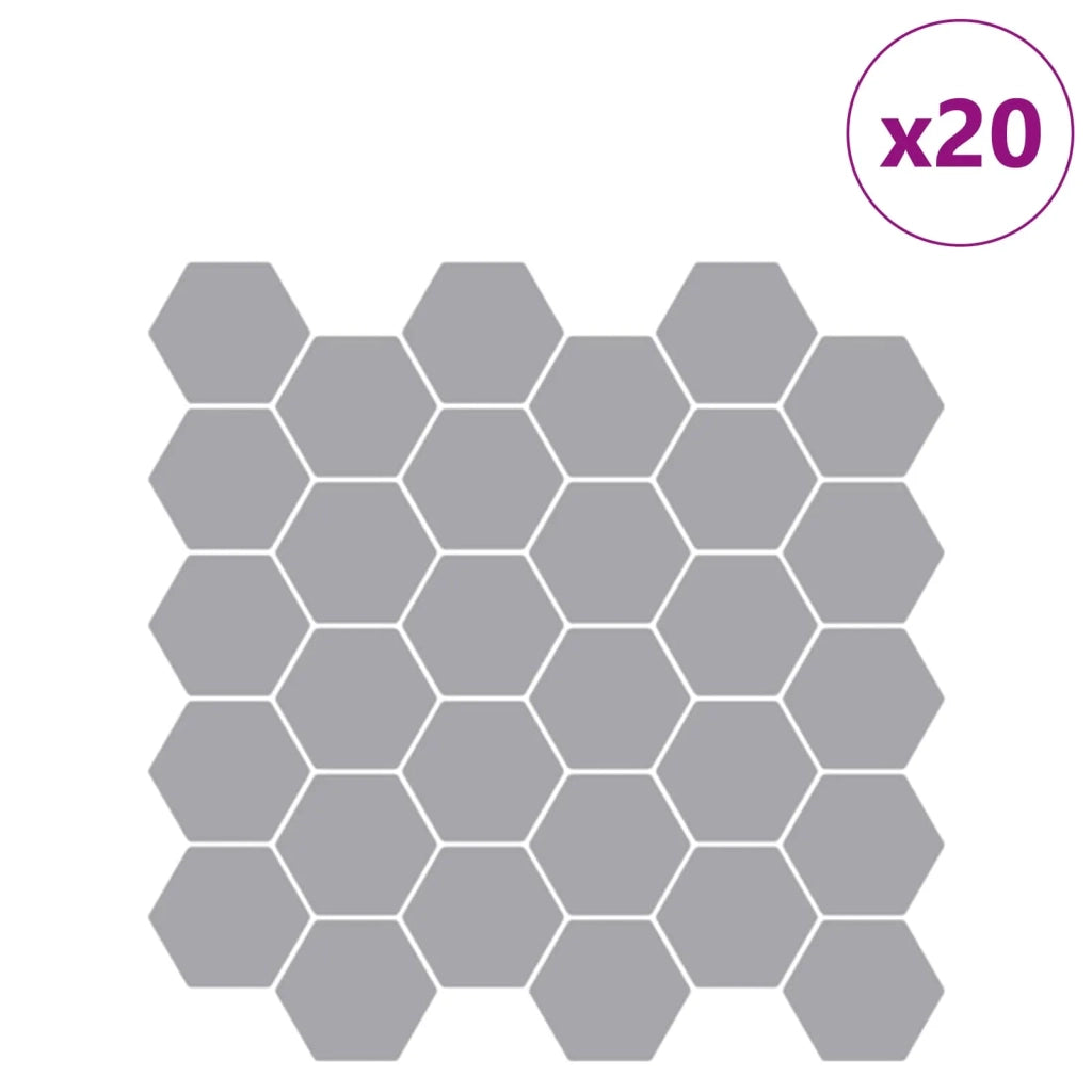 Piastrella Esagonale 20 pcs Grigio 30 x 30 cm Poliuretano e PET 42046229