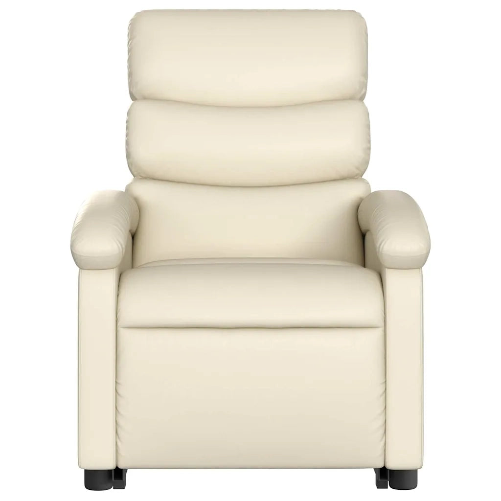 Poltrona | Sedia Relax Alzapersona Reclinabile Massaggio Crema Similpelle