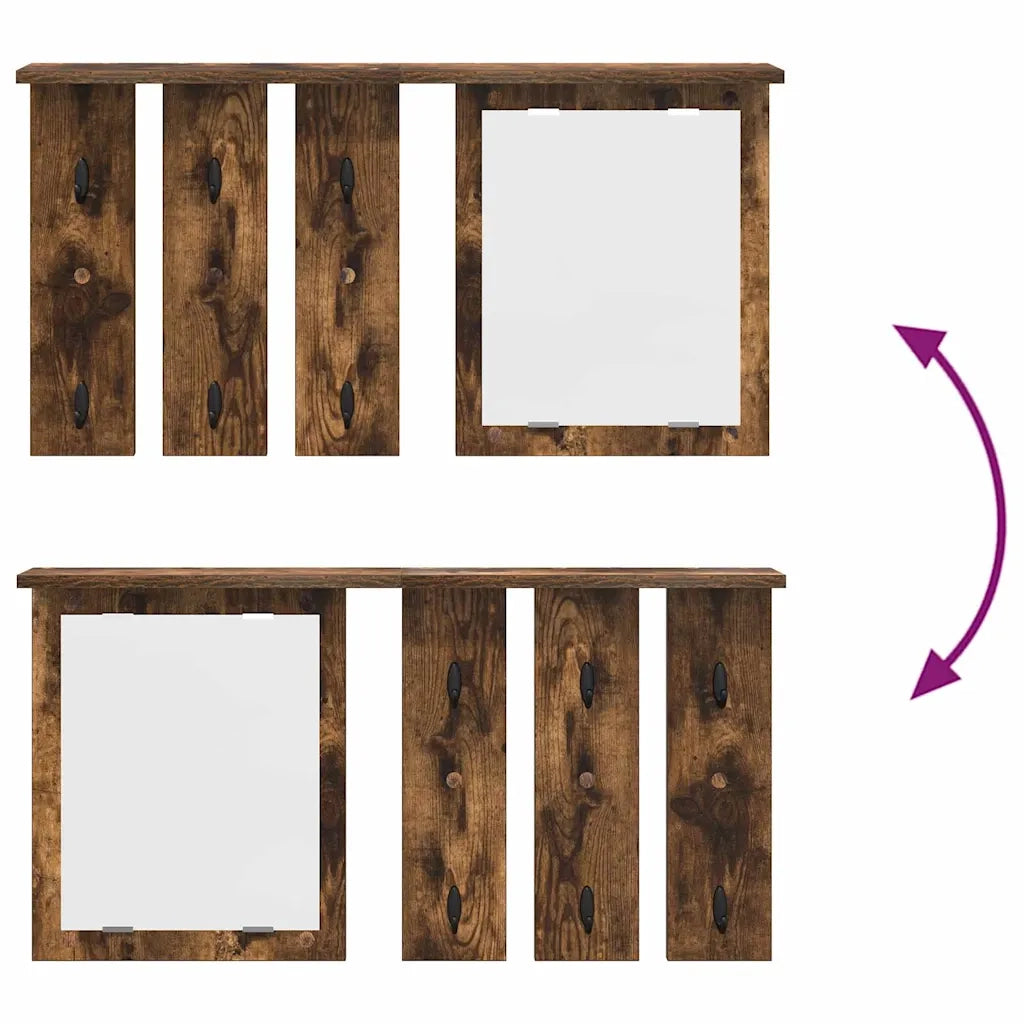 Appendiabiti a muro con lo scaffale Rovere fumo 85 x 10 x 45 cm 874487