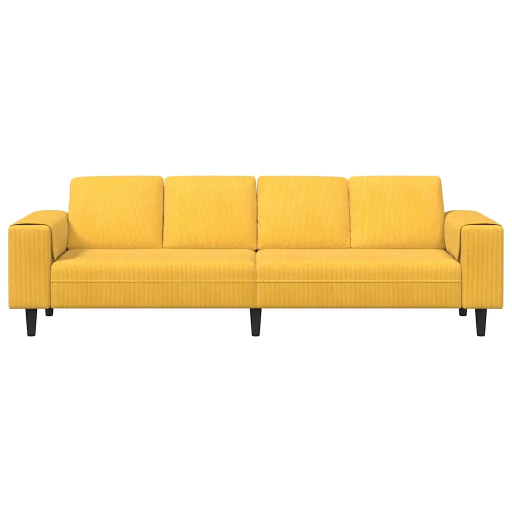 Divano Giallo Chiaro 250 x 77 x 76 cm Tessuto in Cords 3335106