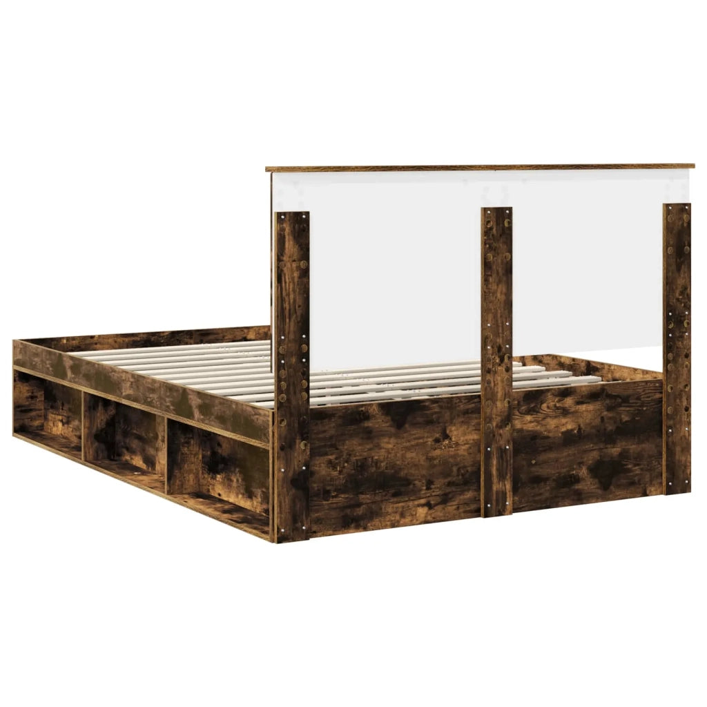 Letto matrimoniale | Letto per adulti | Struttura del letto Rovere fum¨¦ 140 x 200 cm Pino massello