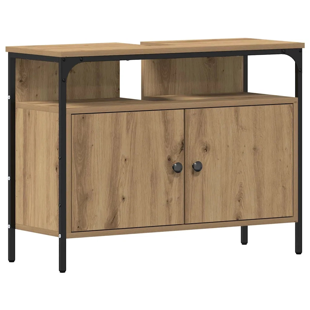 Set di mobili per il Bagno | Armadio da bagno con porta 4 pz rovere artigianale