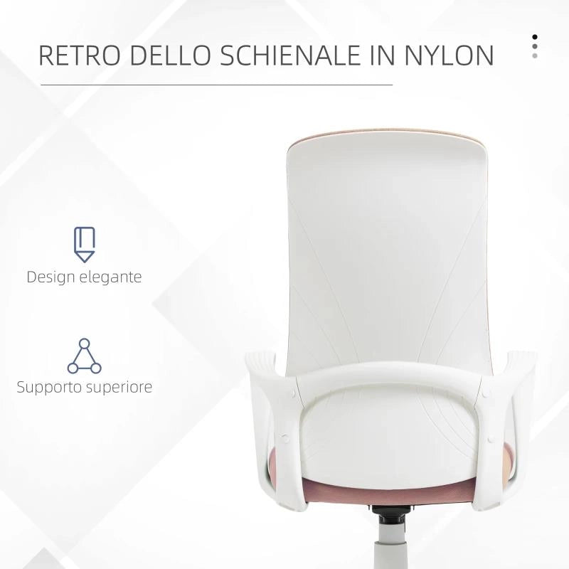 SEDIA DA UFFICIO ERGONOMICA E IMBOTTITA CON ALTEZZA REGOLABILE E DONDOLO, 62X56X110-119.5 CM, ROSA