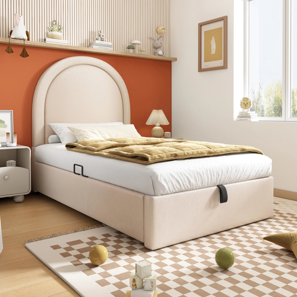 letto imbottito pu beige 90 x 200 cm