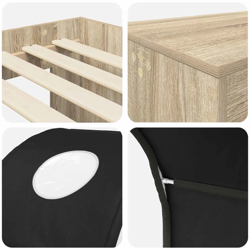 Letto con Tunnel 3 pz Rovere Artigianale e Nero 3423520